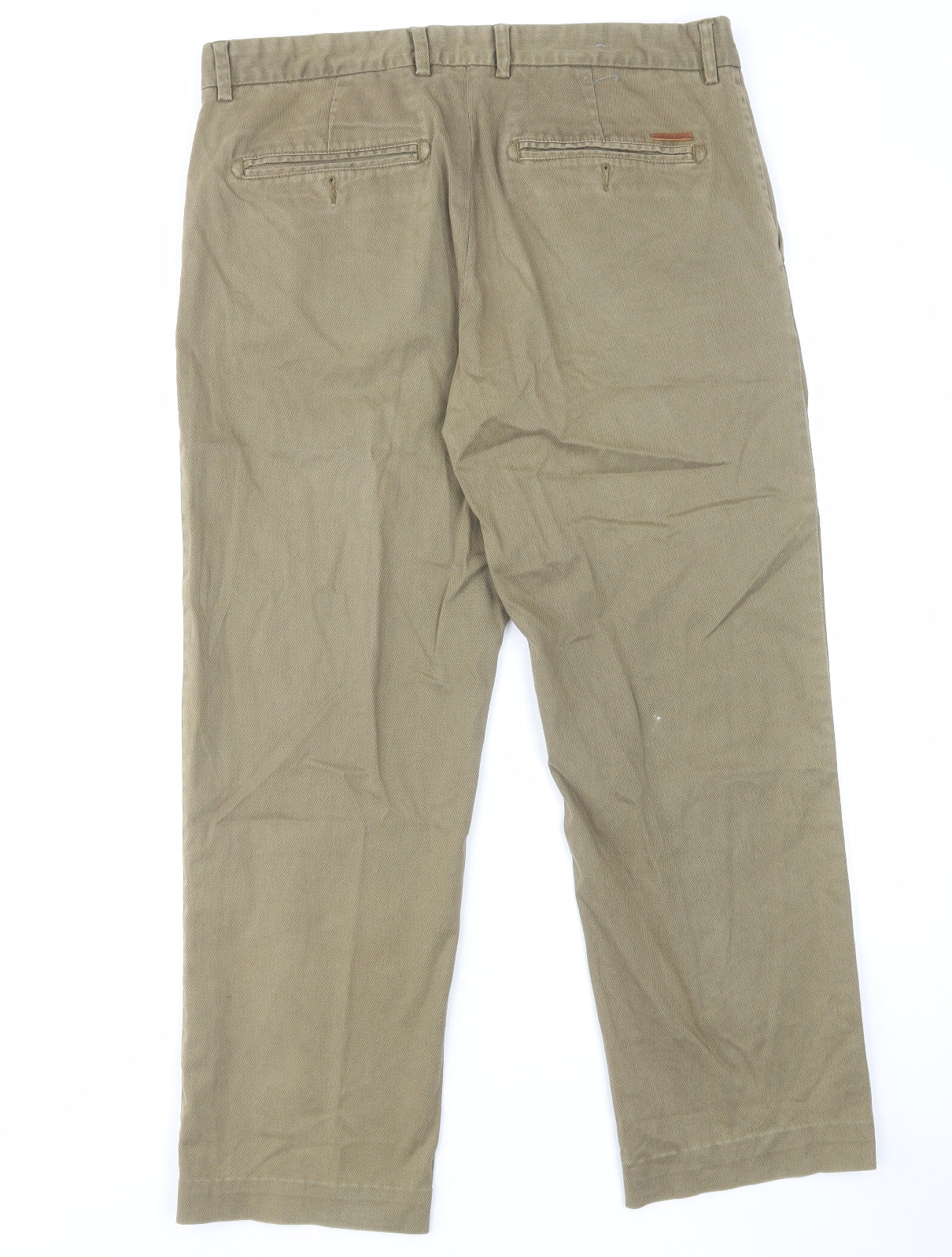 Emidio Tucci Mens Green Cotton Chino Trousers Size 34 in L28 in Regular Zip