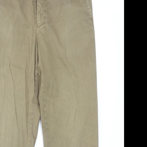 Emidio Tucci Mens Green Cotton Chino Trousers Size 34 in L28 in Regular Zip