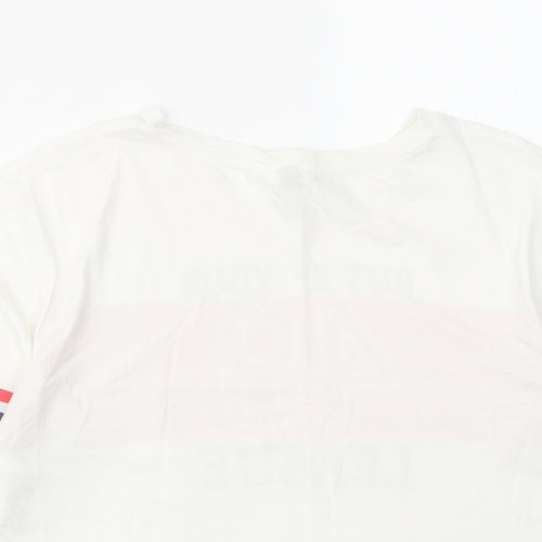 H&M Womens White Cotton Cropped T-Shirt Size XS Crew Neck