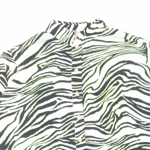 River Island Womens Multicoloured Animal Print Polyester Basic Button-Up Size 8 Collared