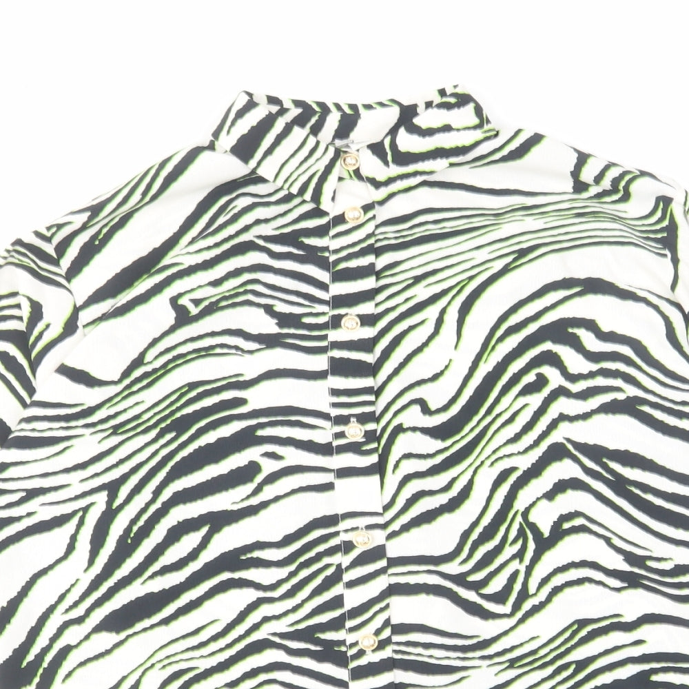 River Island Womens Multicoloured Animal Print Polyester Basic Button-Up Size 8 Collared