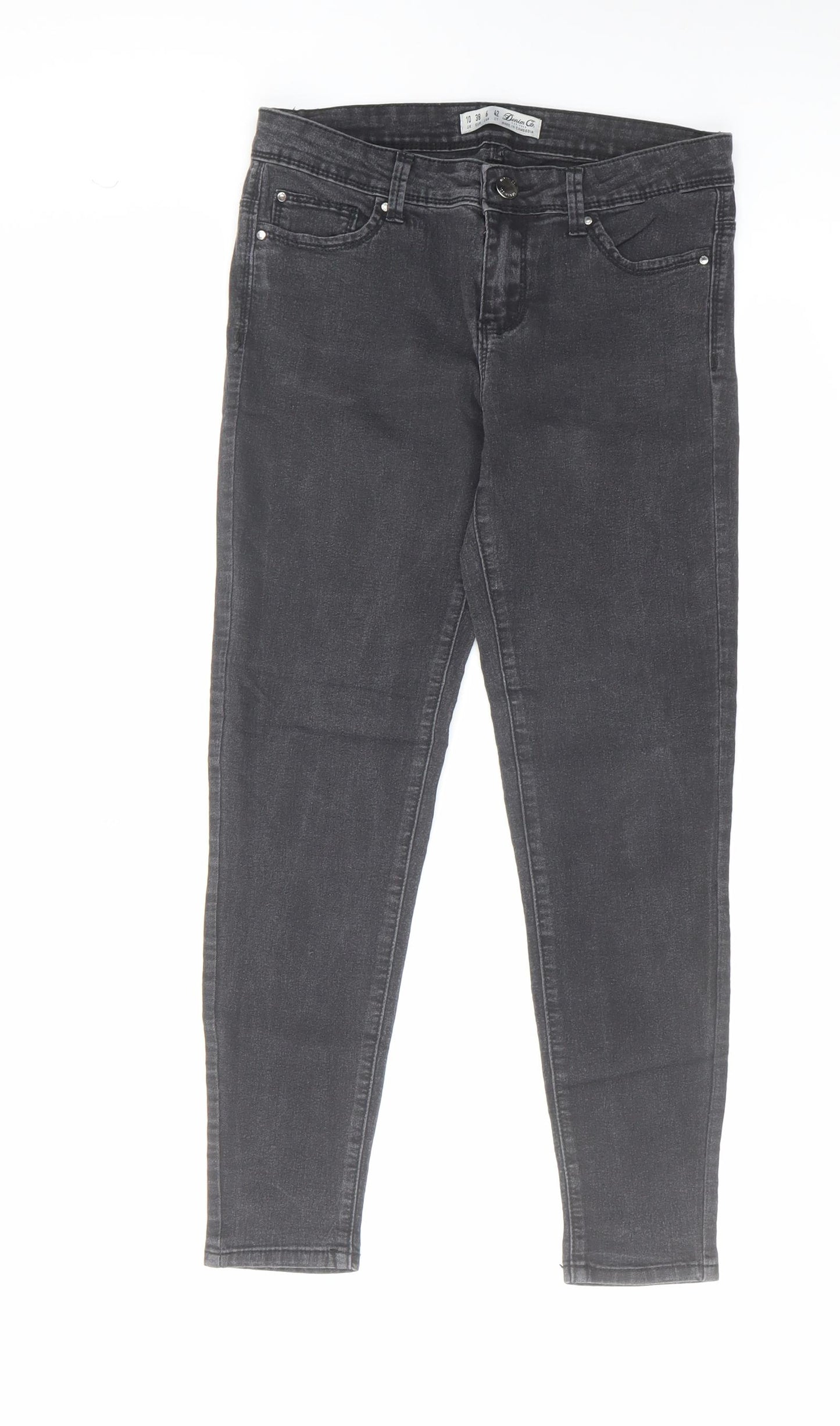 Denim & Co. Womens Black Cotton Skinny Jeans Size 10 L25 in Regular Zip