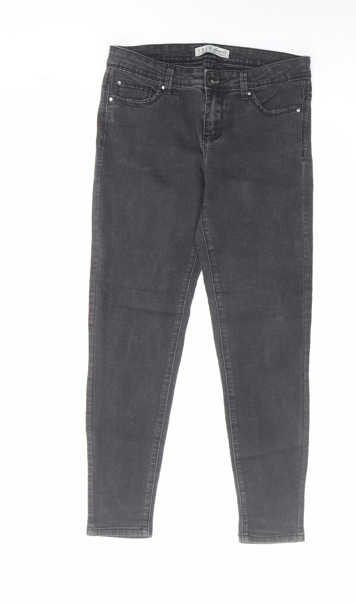 Denim & Co. Womens Black Cotton Skinny Jeans Size 10 L25 in Regular Zip