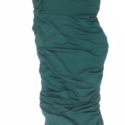 PRETTYLITTLETHING Womens Green Polyester Bodycon Size 8 Off the Shoulder Pullover
