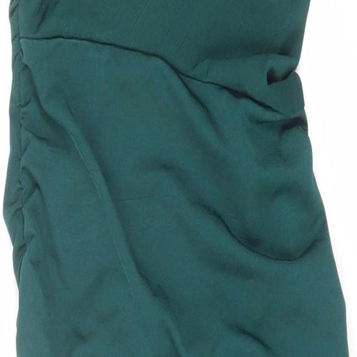 PRETTYLITTLETHING Womens Green Polyester Bodycon Size 8 Off the Shoulder Pullover