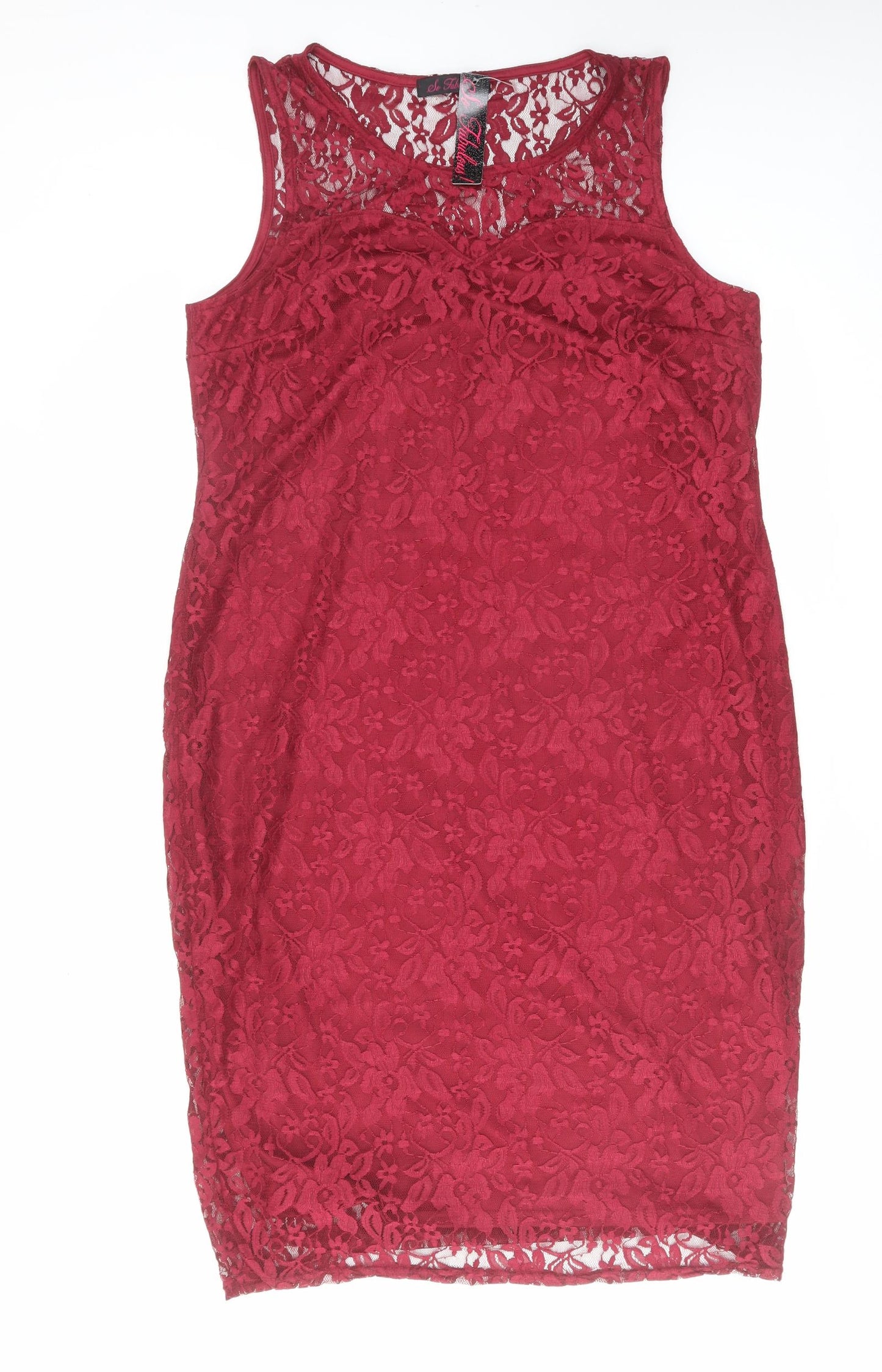 So Fabulous Womens Red Polyester Shift Size 18 Round Neck Pullover