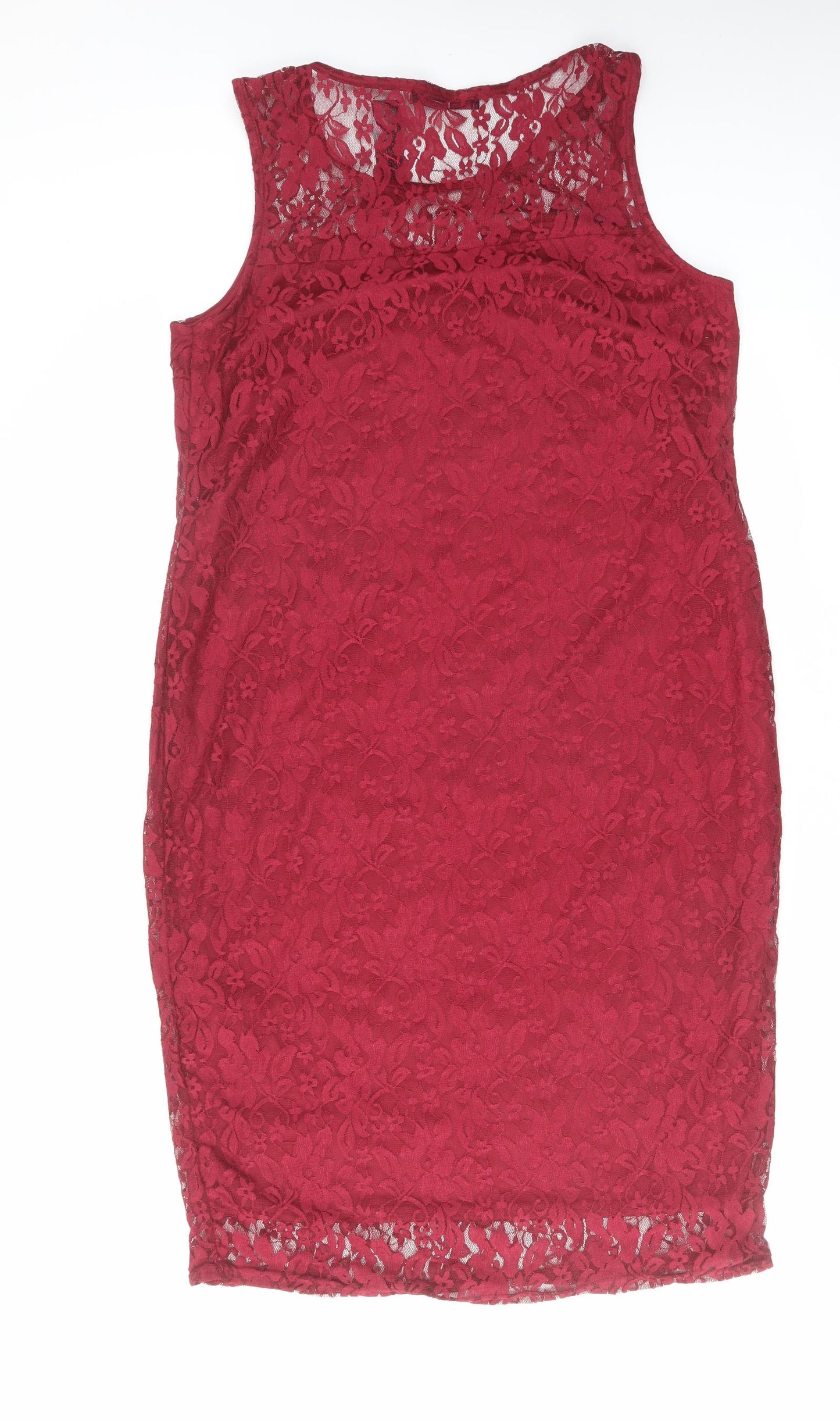 So Fabulous Womens Red Polyester Shift Size 18 Round Neck Pullover