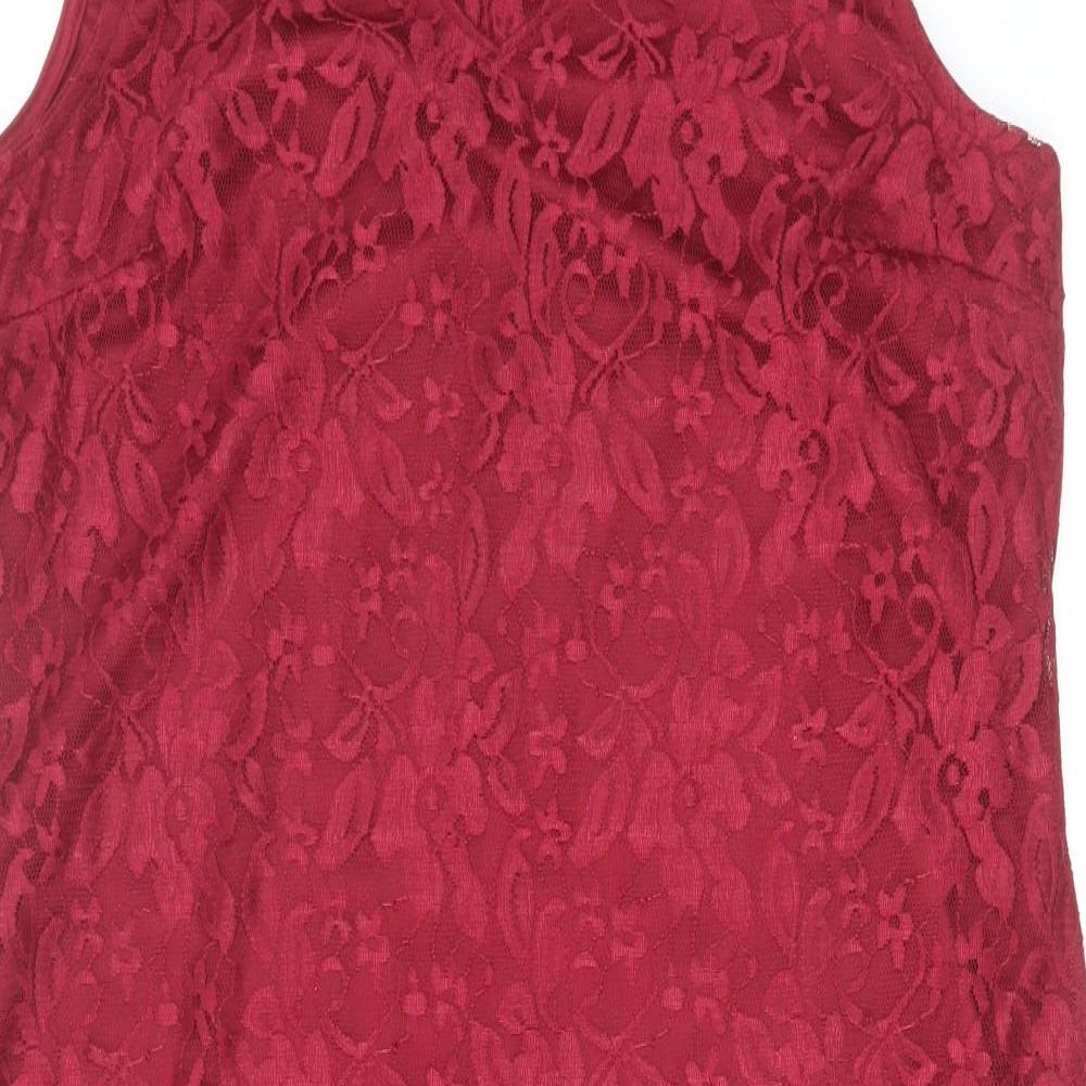 So Fabulous Womens Red Polyester Shift Size 18 Round Neck Pullover