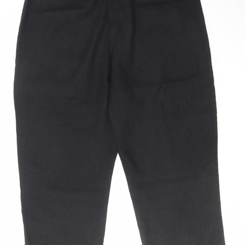 Jennifer & Grace Womens Black Linen Cropped Trousers Size 18 L25 in Regular Hook & Eye