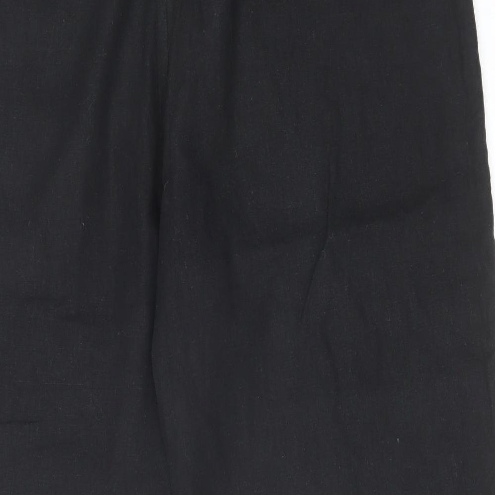 Jennifer & Grace Womens Black Linen Cropped Trousers Size 18 L25 in Regular Hook & Eye
