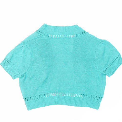Warehouse Womens Green V-Neck Viscose Cardigan Jumper Size L - Cropped