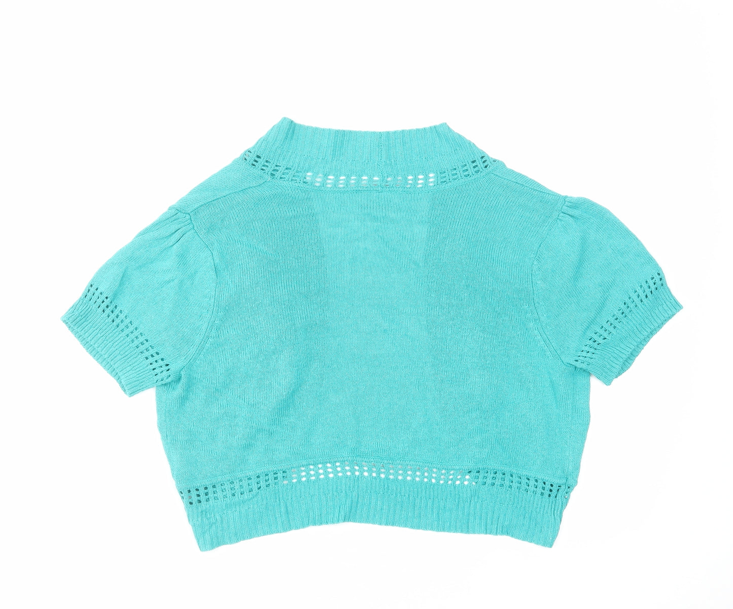 Warehouse Womens Green V-Neck Viscose Cardigan Jumper Size L - Cropped
