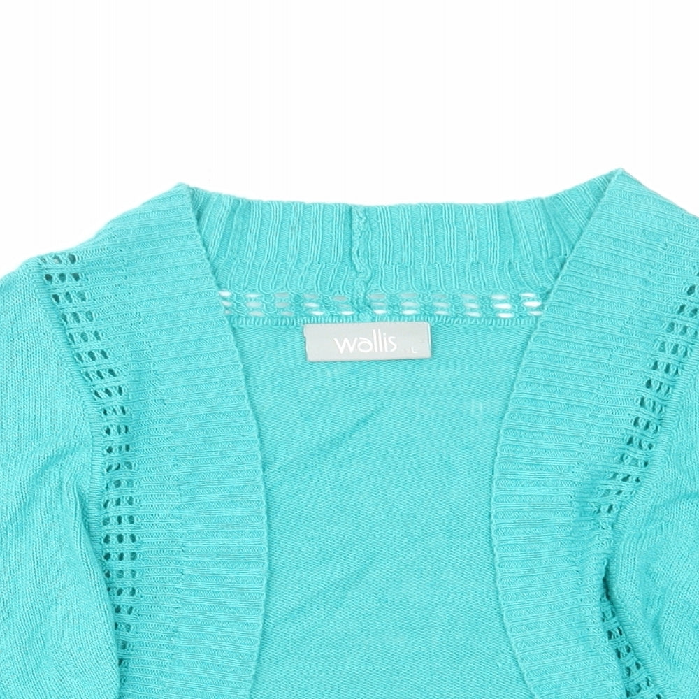 Warehouse Womens Green V-Neck Viscose Cardigan Jumper Size L - Cropped