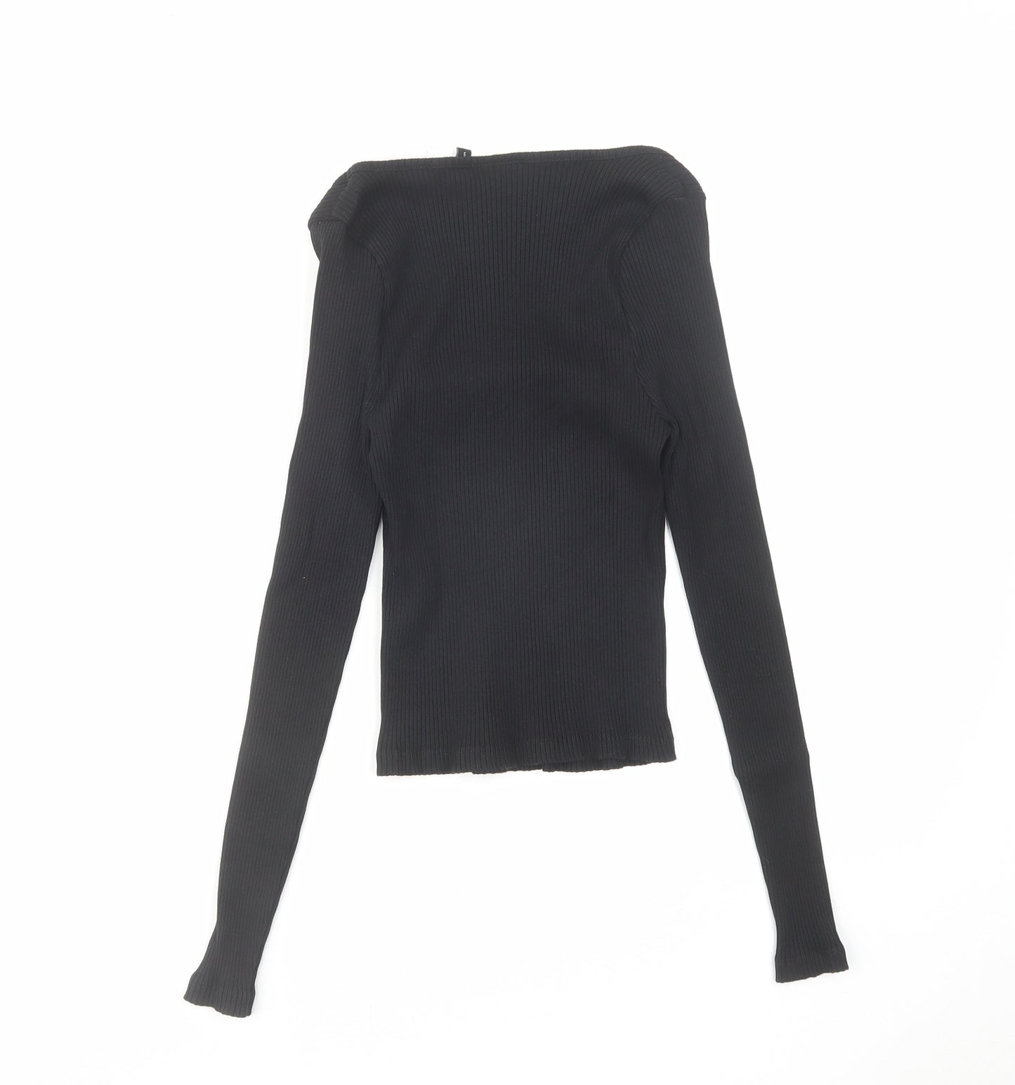 Warehouse Womens Black Cotton Basic Blouse Size 12 Square Neck