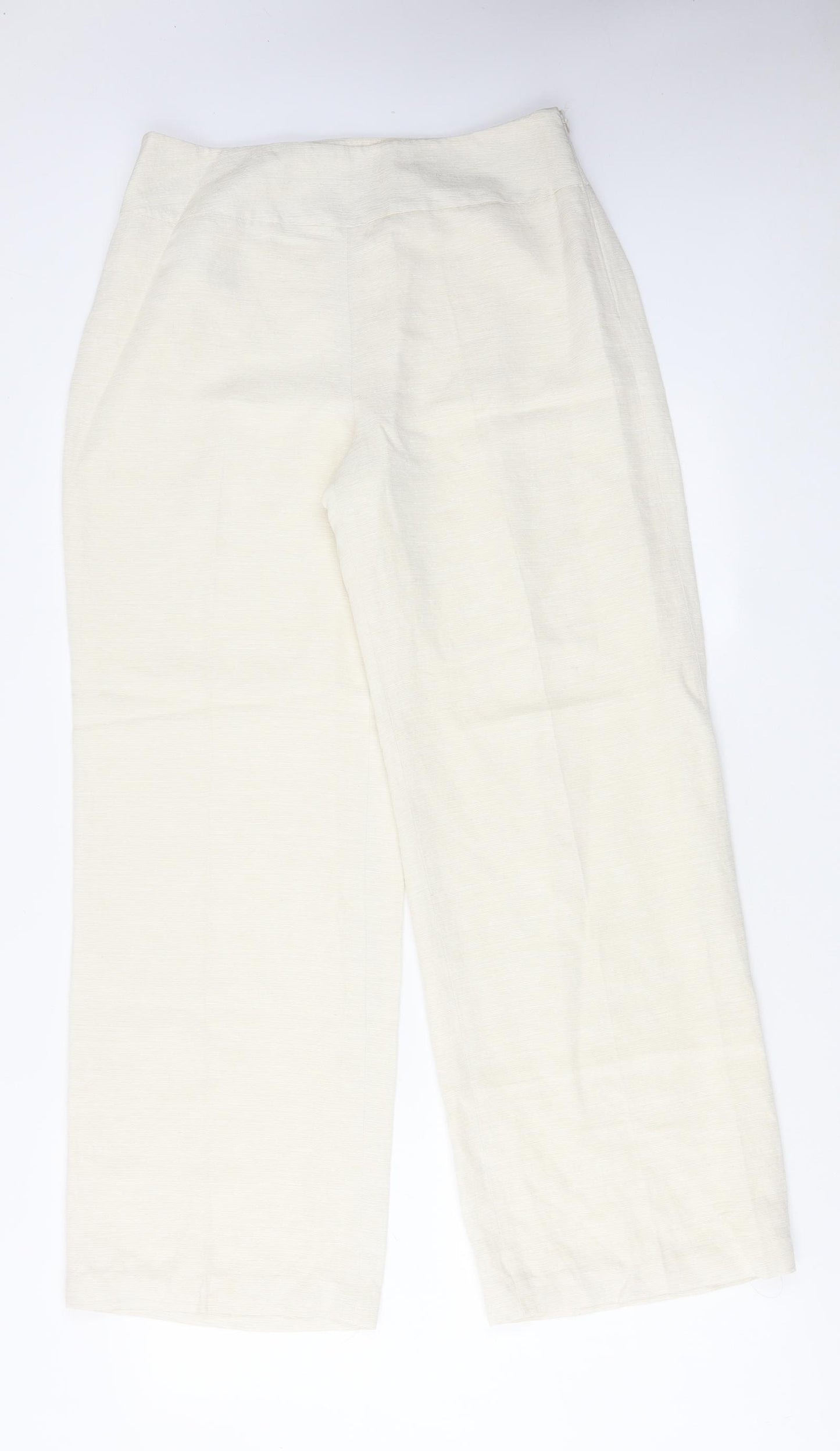 Kaliko Womens Ivory Silk Trousers Size 12 L30 in Regular Zip