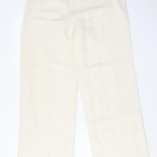 Kaliko Womens Ivory Silk Trousers Size 12 L30 in Regular Zip