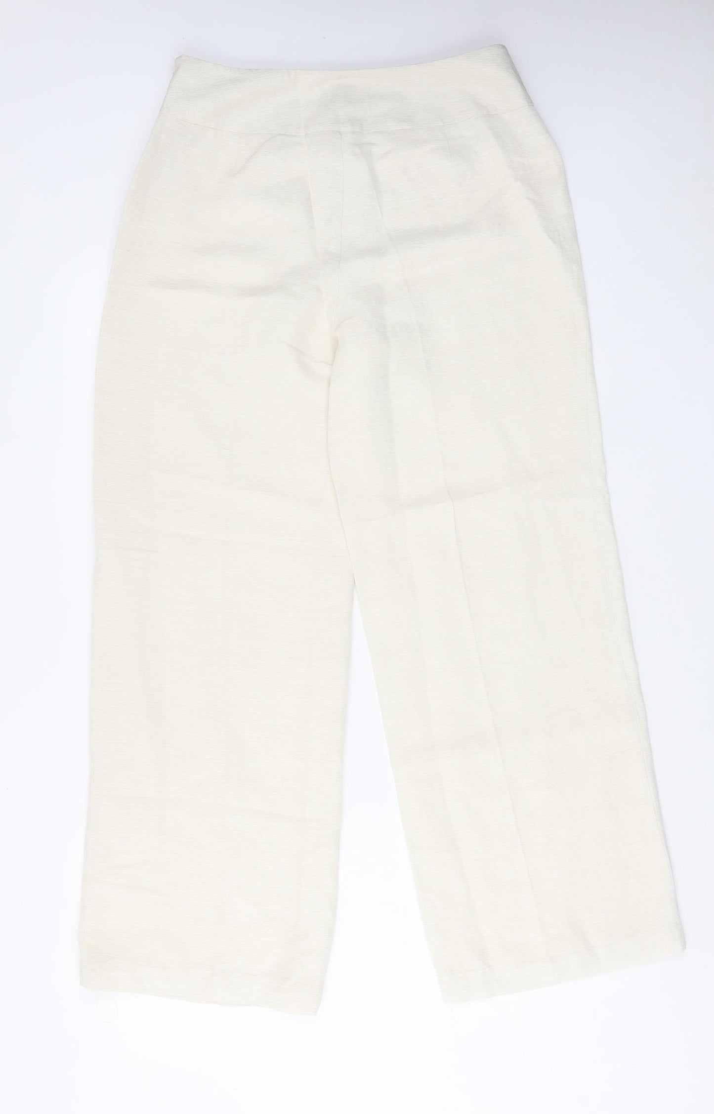 Kaliko Womens Ivory Silk Trousers Size 12 L30 in Regular Zip