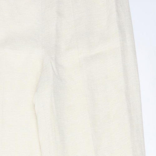 Kaliko Womens Ivory Silk Trousers Size 12 L30 in Regular Zip