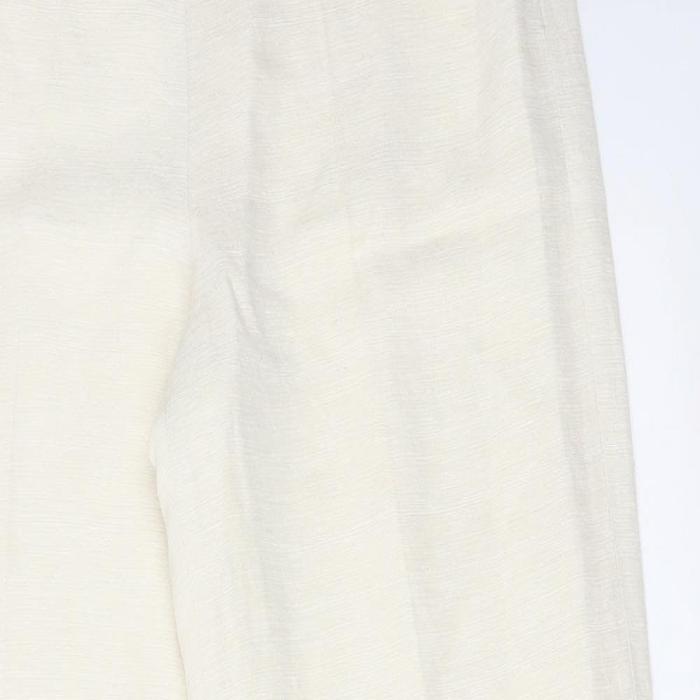 Kaliko Womens Ivory Silk Trousers Size 12 L30 in Regular Zip