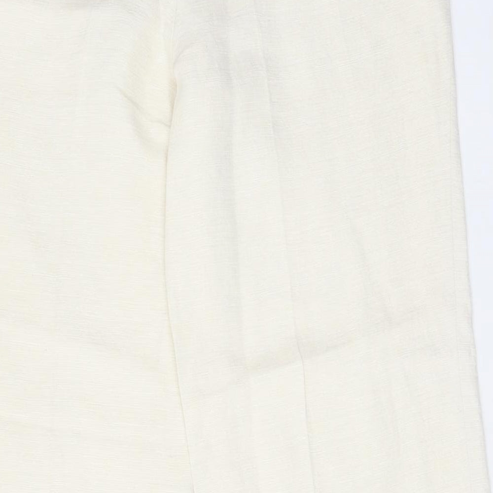 Kaliko Womens Ivory Silk Trousers Size 12 L30 in Regular Zip