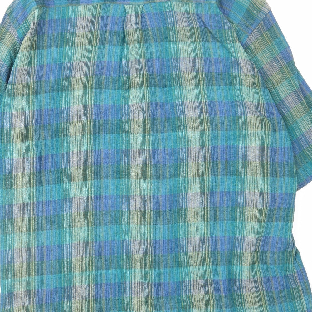 Burton Mens Blue Plaid Cotton Button-Up Size XL Collared Button