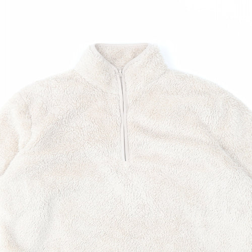 H&M Womens Beige Polyester Pullover Sweatshirt Size XS Zip