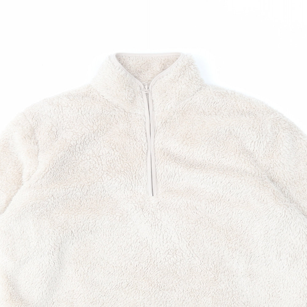 H&M Womens Beige Polyester Pullover Sweatshirt Size XS Zip