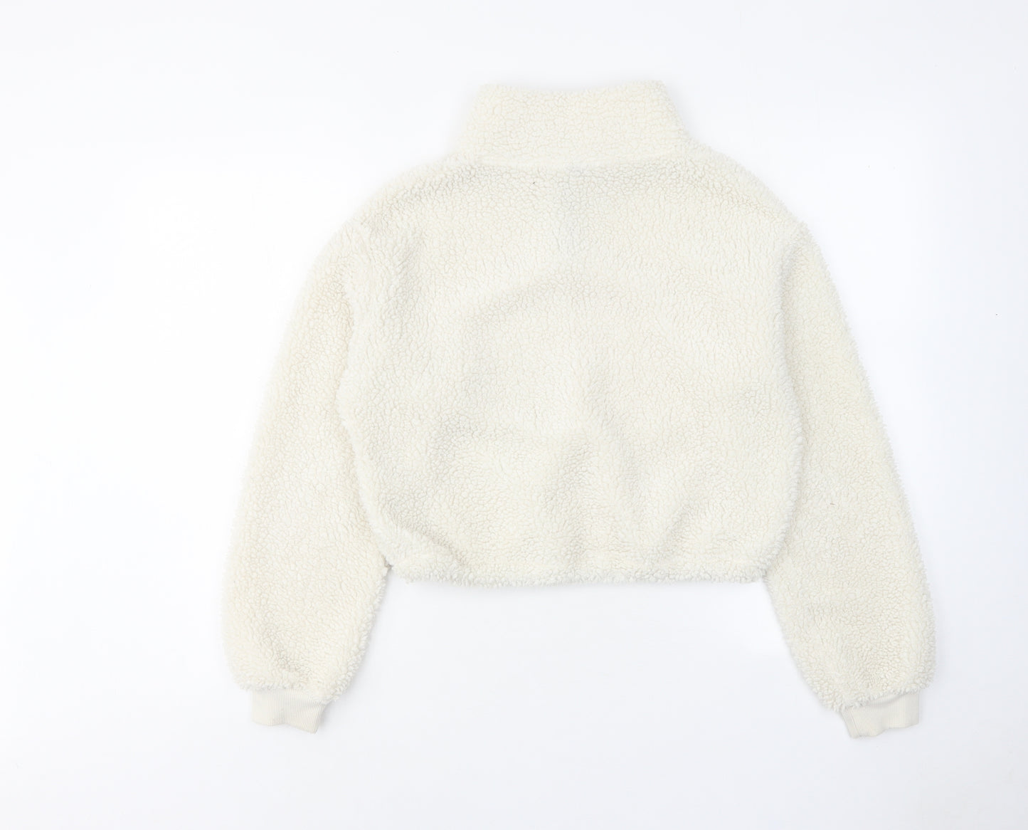 H&M Womens White Polyester Pullover Sweatshirt Size S Zip