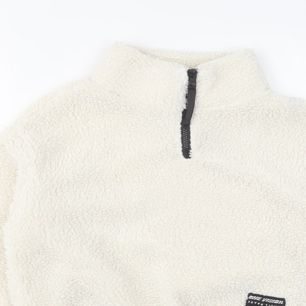 H&M Womens White Polyester Pullover Sweatshirt Size S Zip