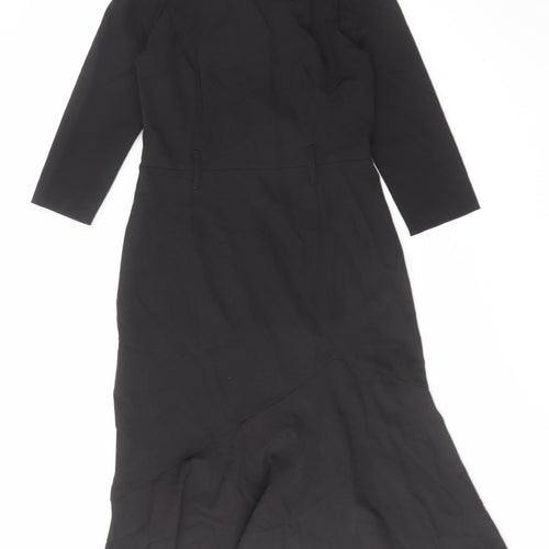Warehouse Womens Black Polyester Trapeze & Swing Size 12 Round Neck Zip
