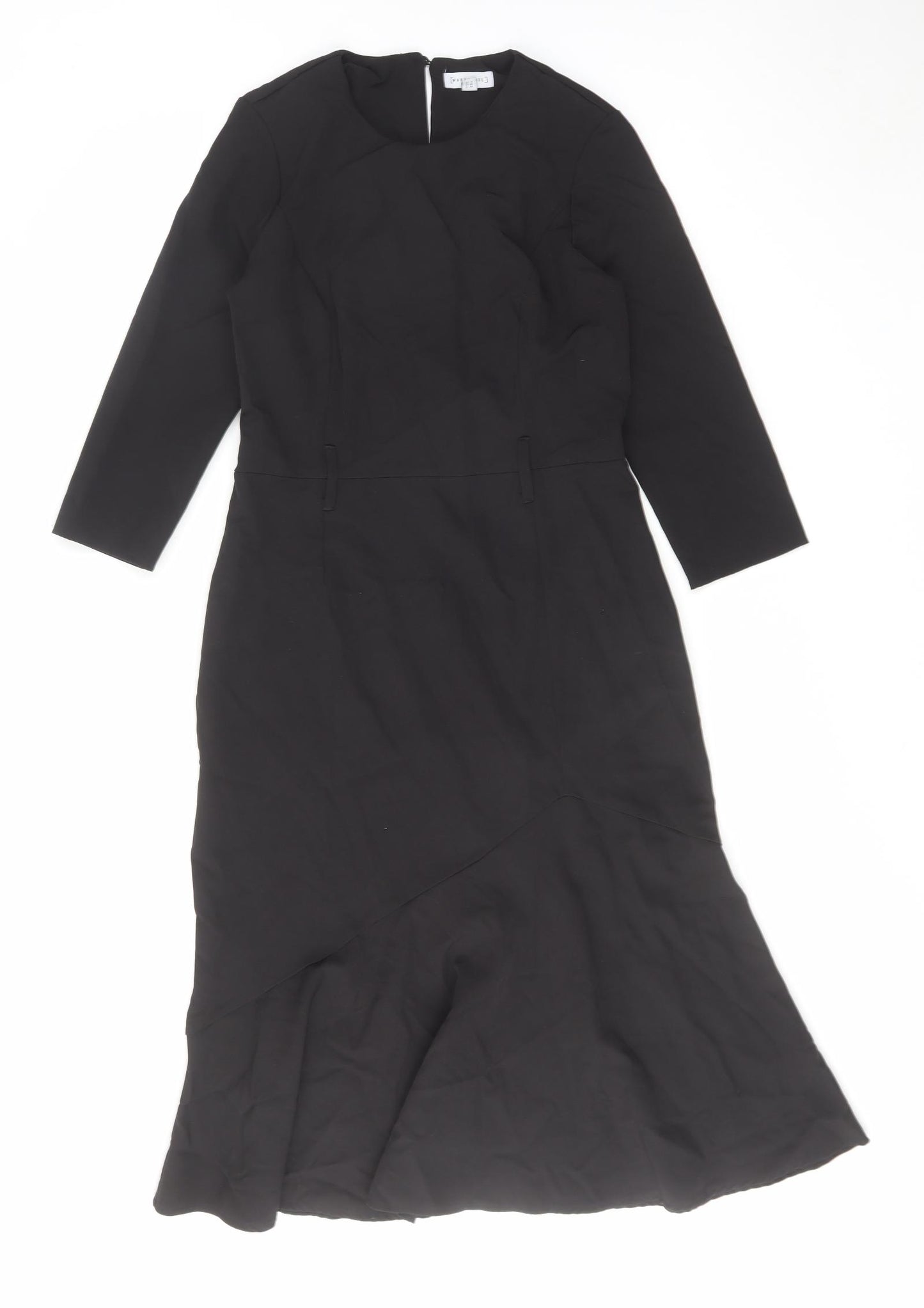 Warehouse Womens Black Polyester Trapeze & Swing Size 12 Round Neck Zip