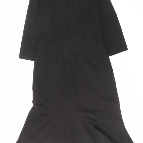 Warehouse Womens Black Polyester Trapeze & Swing Size 12 Round Neck Zip