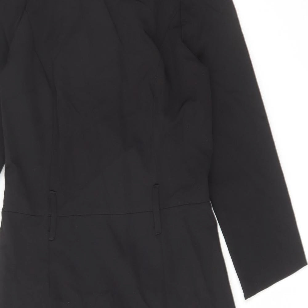 Warehouse Womens Black Polyester Trapeze & Swing Size 12 Round Neck Zip