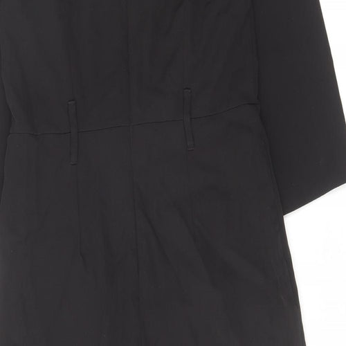 Warehouse Womens Black Polyester Trapeze & Swing Size 12 Round Neck Zip