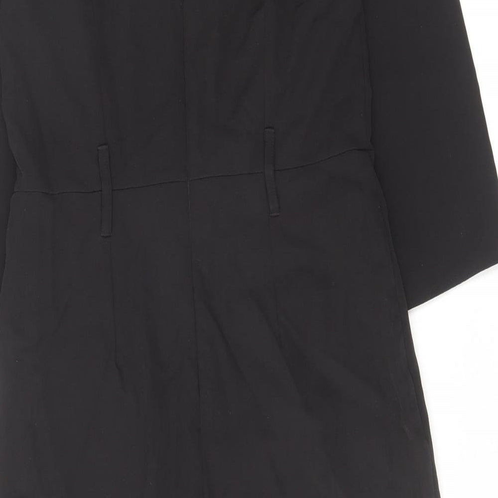 Warehouse Womens Black Polyester Trapeze & Swing Size 12 Round Neck Zip
