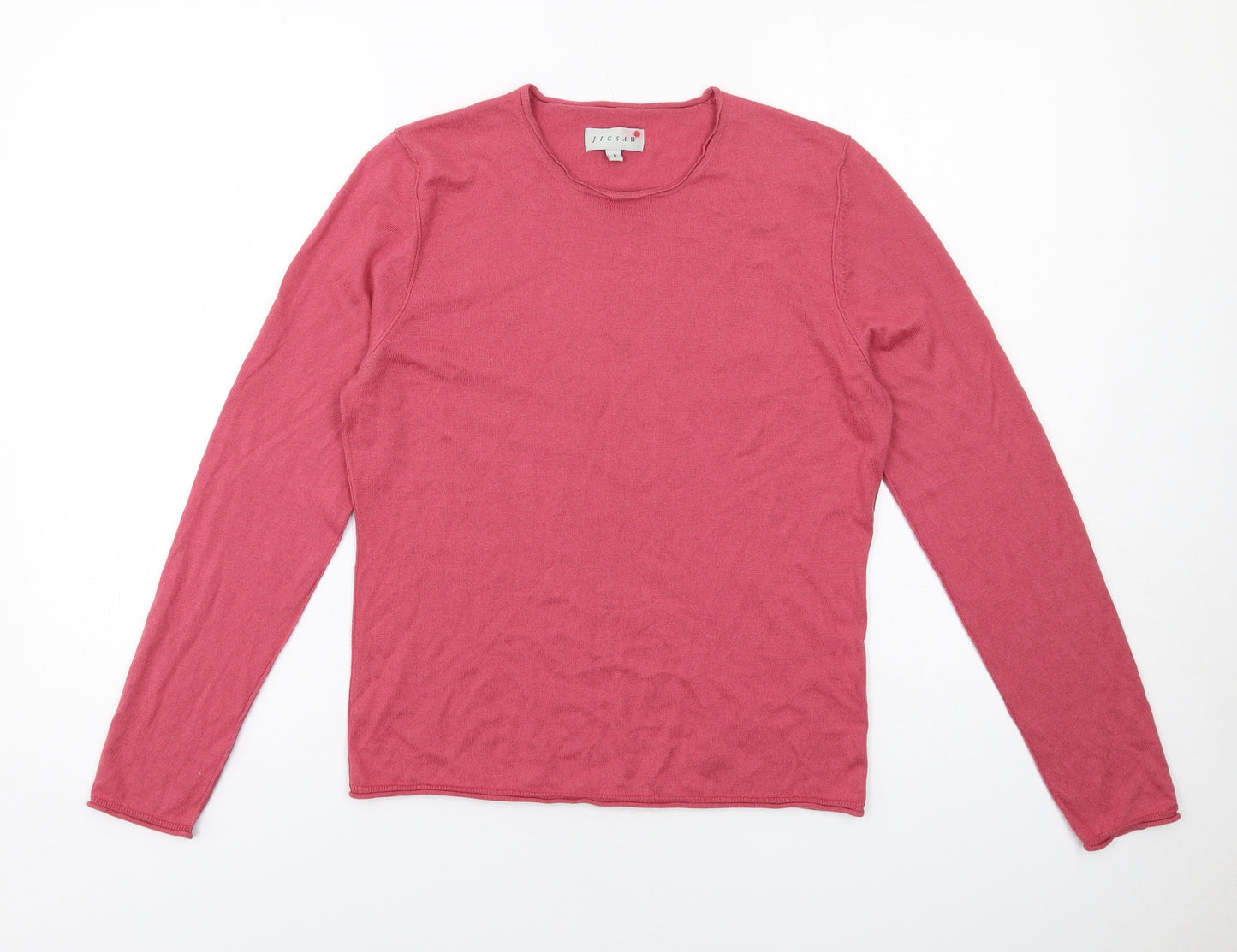 Jigsaw Womens Pink Round Neck Silk Pullover Jumper Size L