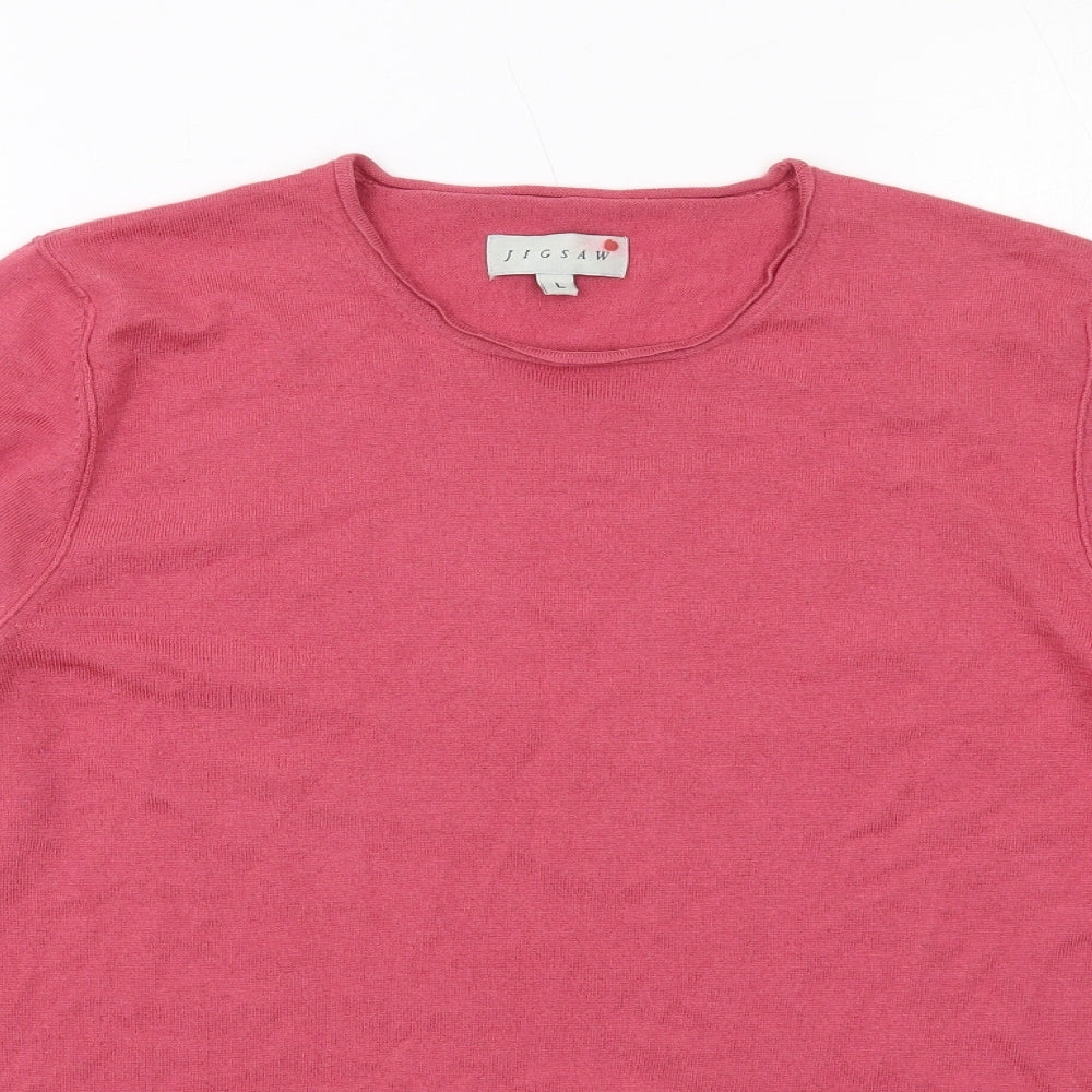 Jigsaw Womens Pink Round Neck Silk Pullover Jumper Size L