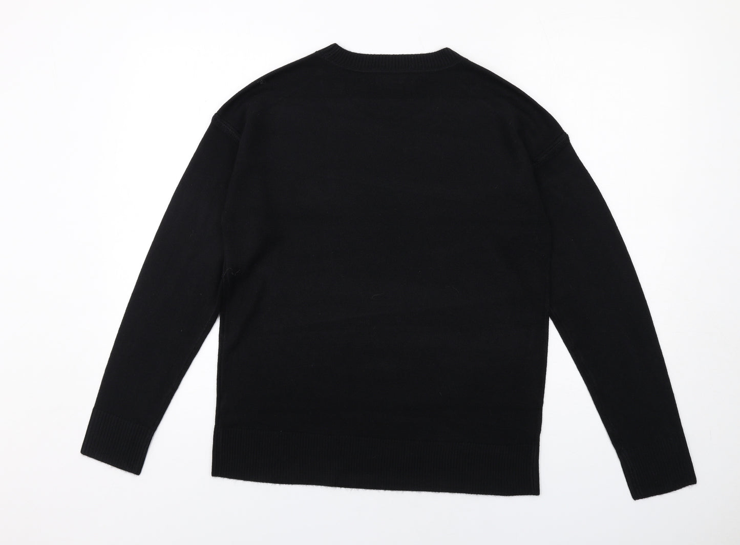 NEXT Womens Black Round Neck Acrylic Pullover Jumper Size S