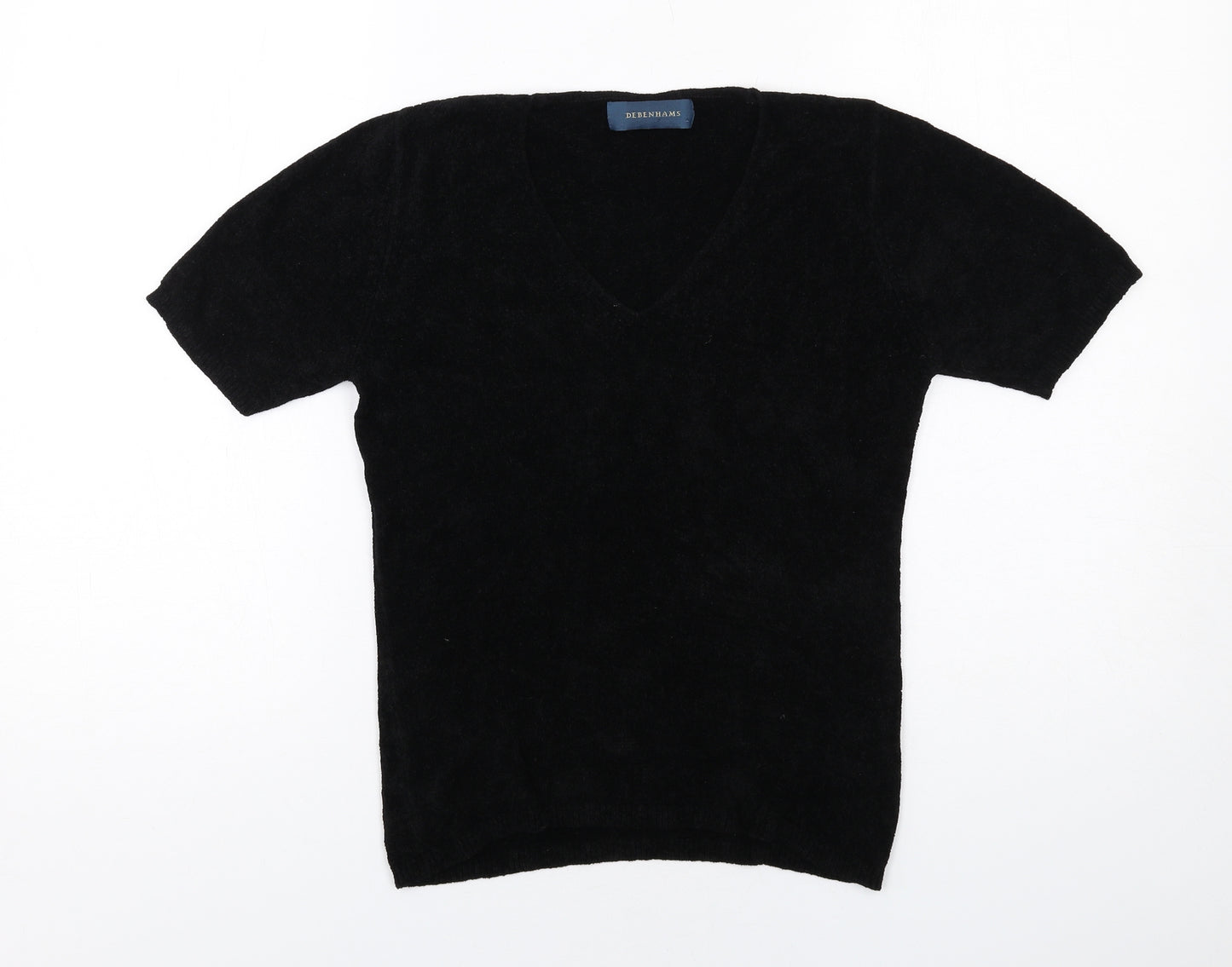 Debenhams Womens Black V-Neck Viscose Pullover Jumper Size 12