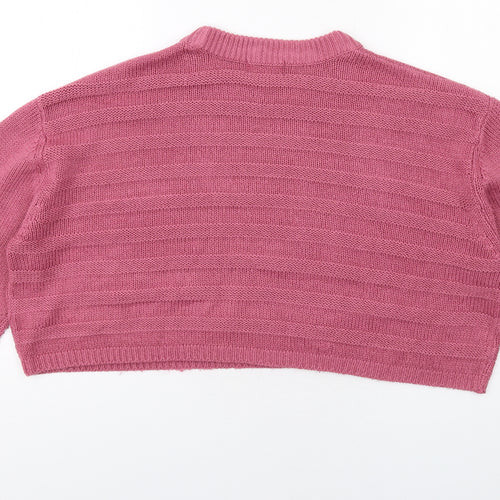 Topshop Womens Pink Round Neck Acrylic Pullover Jumper Size 10
