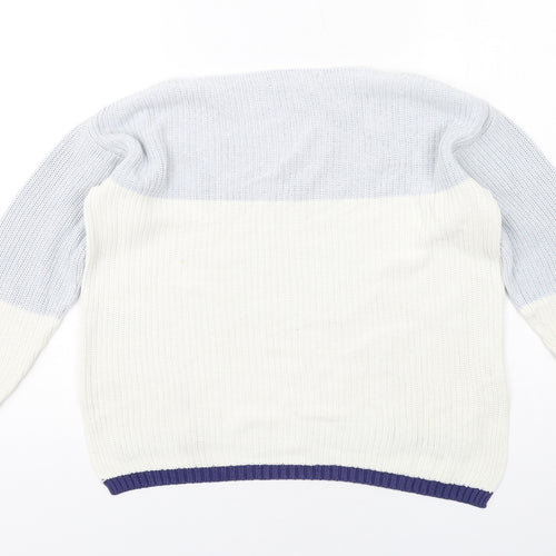 Marks and Spencer Womens Blue Boat Neck Cotton Pullover Jumper Size M