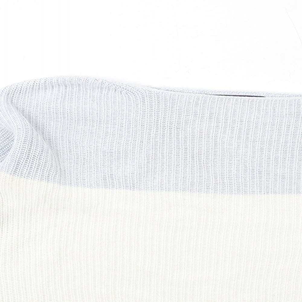 Marks and Spencer Womens Blue Boat Neck Cotton Pullover Jumper Size M