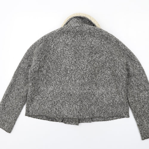 Mango Womens Grey Geometric Jacket Size M Snap