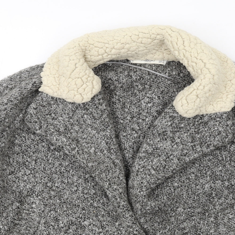 Mango Womens Grey Geometric Jacket Size M Snap