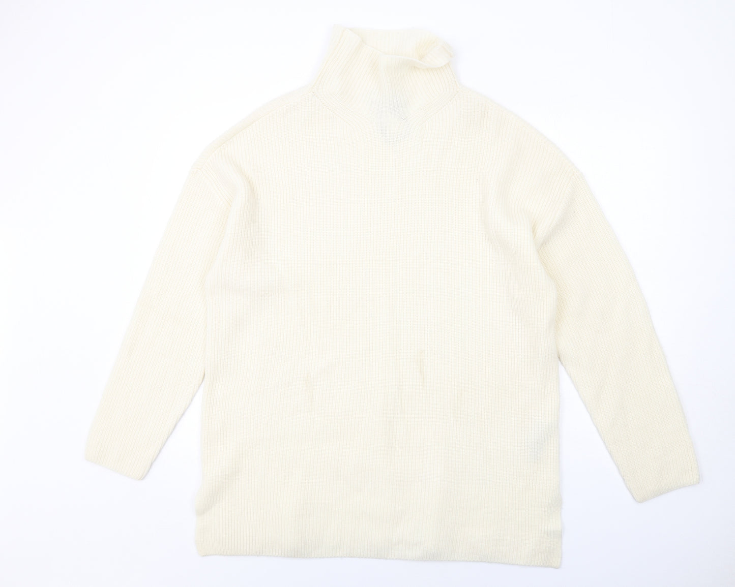 Autograph Womens Ivory High Neck Wool Pullover Jumper Size L