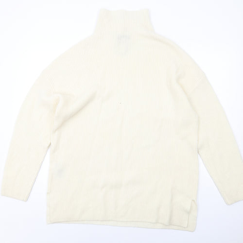 Autograph Womens Ivory High Neck Wool Pullover Jumper Size L