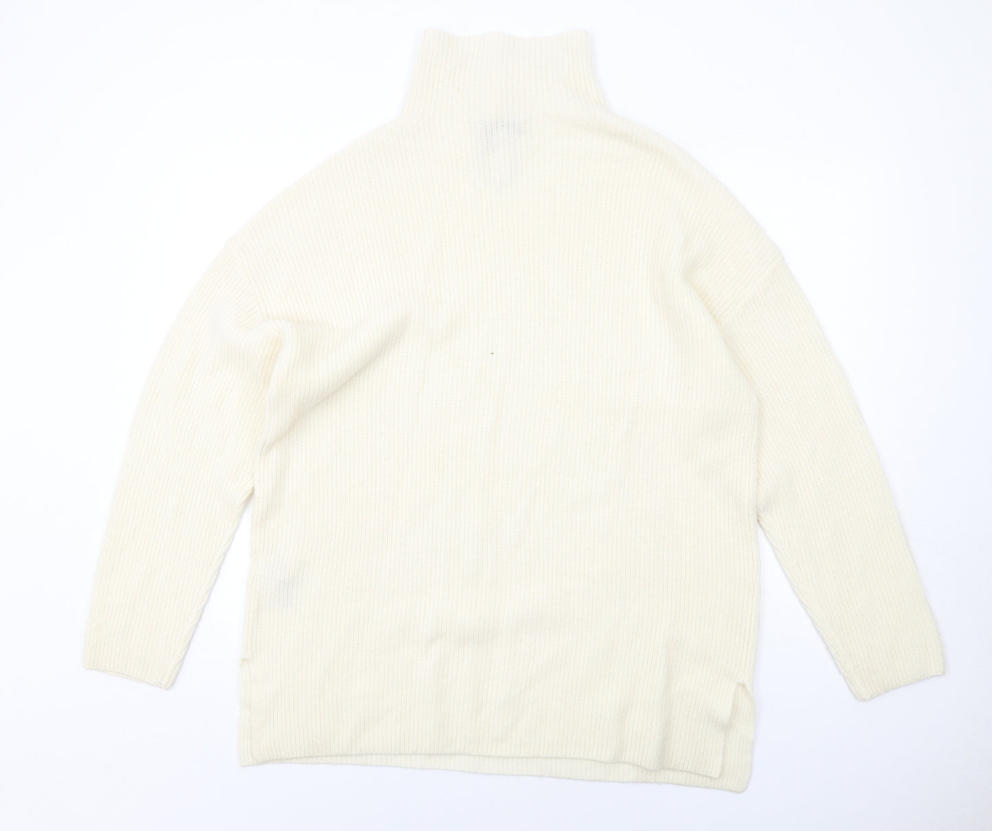 Autograph Womens Ivory High Neck Wool Pullover Jumper Size L