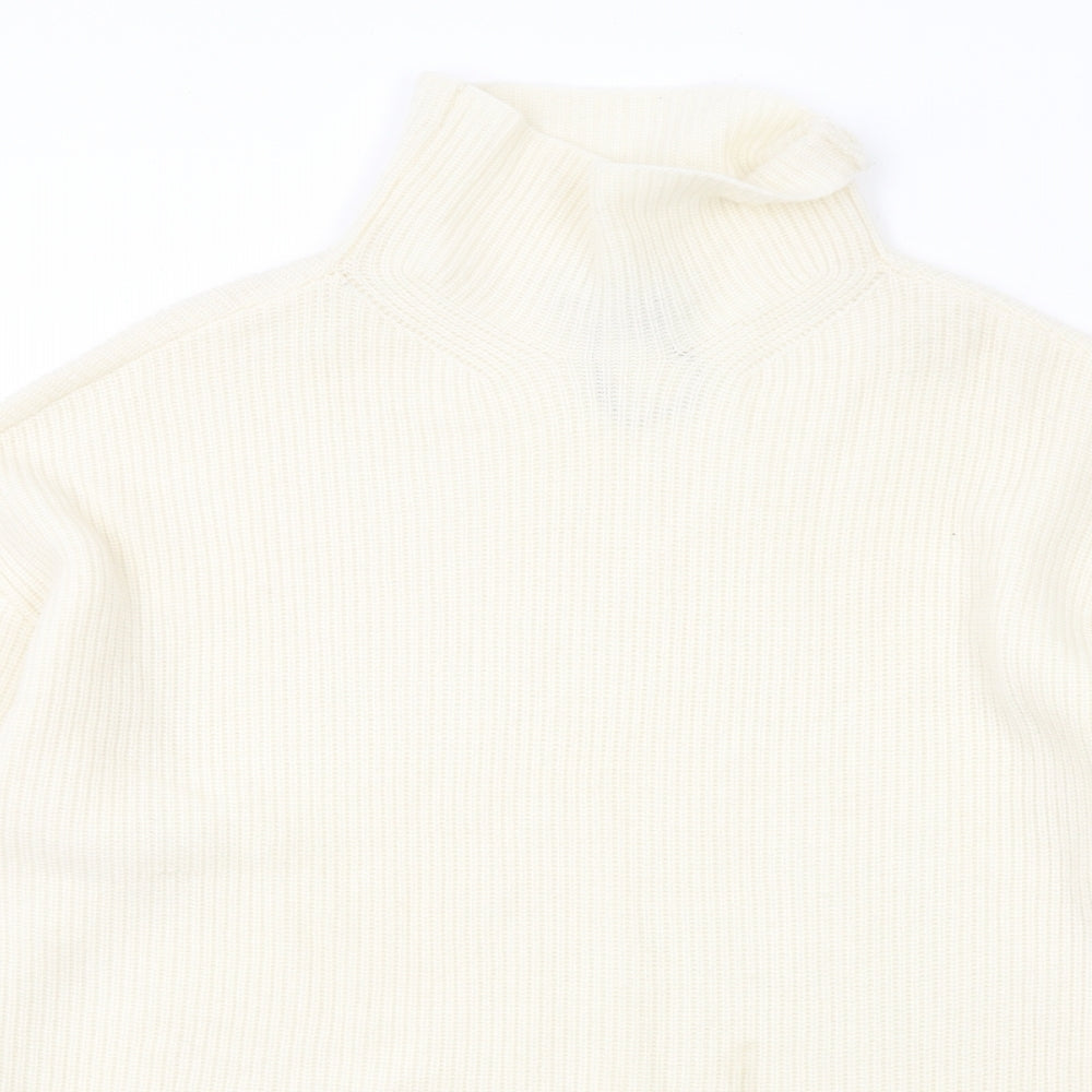 Autograph Womens Ivory High Neck Wool Pullover Jumper Size L