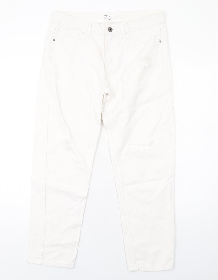 D Stin Womens White Cotton Tapered Jeans Size 8 L27 in Regular Zip