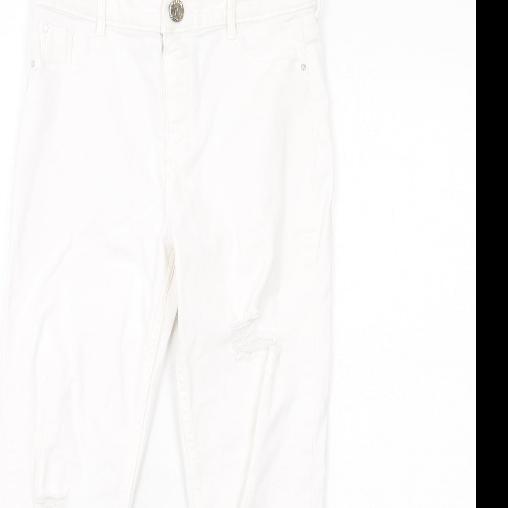 River Island Girls White Cotton Skinny Jeans Size 12 Years L23 in Regular Button